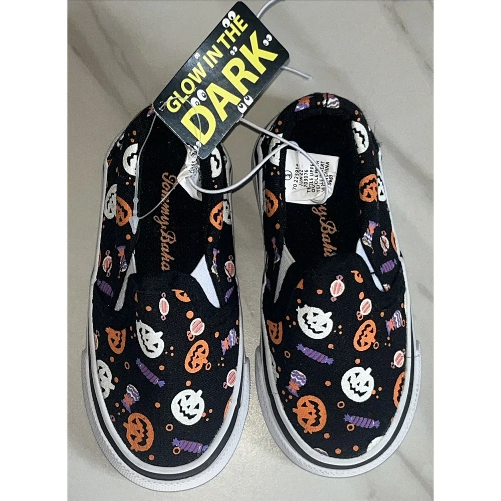 Tommy Bahama Toddler 6 Slip-On Shoes‎ Pumpkins Halloween Glow in the Dark Canvas